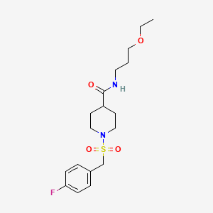 molecular formula C18H27FN2O4S B11336307 N-(3-ethoxypropyl)-1-[(4-fluorobenzyl)sulfonyl]piperidine-4-carboxamide 