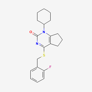 1-cyclohexyl-4-[(2-fluorobenzyl)sulfanyl]-1,5,6,7-tetrahydro-2H-cyclopenta[d]pyrimidin-2-one