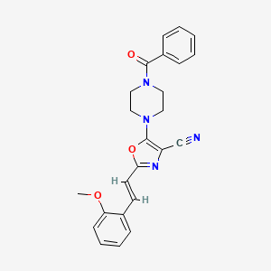 2-[(E)-2-(2-methoxyphenyl)ethenyl]-5-[4-(phenylcarbonyl)piperazin-1-yl]-1,3-oxazole-4-carbonitrile