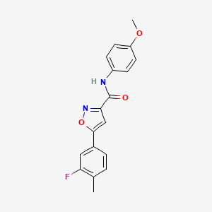 molecular formula C18H15FN2O3 B11336387 5-(3-fluoro-4-methylphenyl)-N-(4-methoxyphenyl)-1,2-oxazole-3-carboxamide 