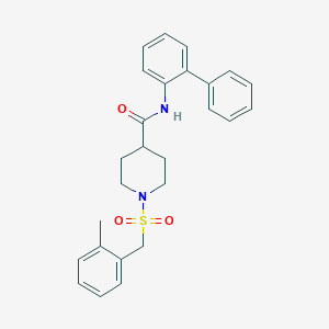 molecular formula C26H28N2O3S B11336395 N-(biphenyl-2-yl)-1-[(2-methylbenzyl)sulfonyl]piperidine-4-carboxamide 