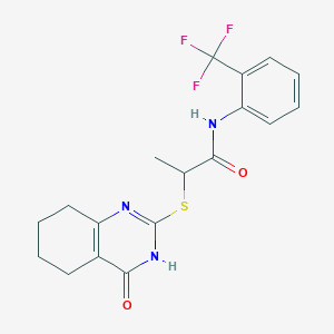 2-((4-oxo-3,4,5,6,7,8-hexahydroquinazolin-2-yl)thio)-N-(2-(trifluoromethyl)phenyl)propanamide