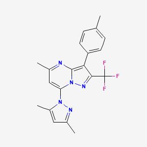 3,5-dimethyl-1-[5-methyl-3-(4-methylphenyl)-2-(trifluoromethyl)pyrazolo[1,5-a]pyrimidin-7-yl]-1H-pyrazole