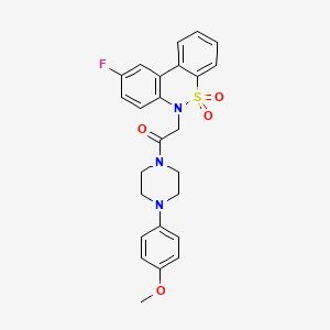 molecular formula C25H24FN3O4S B11336547 2-(9-Fluoro-5,5-dioxido-6H-dibenzo[C,E][1,2]thiazin-6-YL)-1-[4-(4-methoxyphenyl)-1-piperazinyl]ethanone 