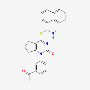 1-(3-acetylphenyl)-4-{[amino(naphthalen-1-yl)methyl]sulfanyl}-1,5,6,7-tetrahydro-2H-cyclopenta[d]pyrimidin-2-one