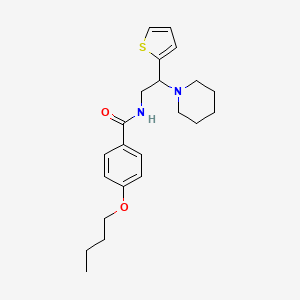 molecular formula C22H30N2O2S B11336624 4-butoxy-N-[2-(piperidin-1-yl)-2-(thiophen-2-yl)ethyl]benzamide 