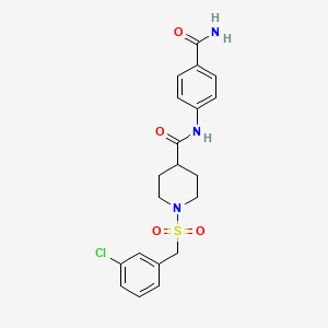 N-(4-carbamoylphenyl)-1-[(3-chlorobenzyl)sulfonyl]piperidine-4-carboxamide