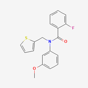 molecular formula C19H16FNO2S B11336674 2-fluoro-N-(3-methoxyphenyl)-N-(thiophen-2-ylmethyl)benzamide 