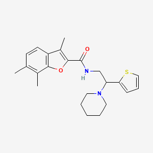 3,6,7-trimethyl-N-[2-(piperidin-1-yl)-2-(thiophen-2-yl)ethyl]-1-benzofuran-2-carboxamide