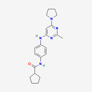 molecular formula C21H27N5O B11336730 N-(4-{[2-Methyl-6-(pyrrolidin-1-YL)pyrimidin-4-YL]amino}phenyl)cyclopentanecarboxamide 