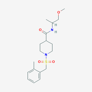 molecular formula C18H28N2O4S B11336762 N-(1-methoxypropan-2-yl)-1-[(2-methylbenzyl)sulfonyl]piperidine-4-carboxamide 