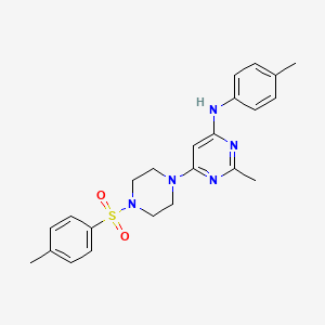 molecular formula C23H27N5O2S B11336779 2-methyl-N-(p-tolyl)-6-(4-tosylpiperazin-1-yl)pyrimidin-4-amine 