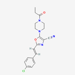 2-[(E)-2-(4-chlorophenyl)ethenyl]-5-(4-propanoylpiperazin-1-yl)-1,3-oxazole-4-carbonitrile