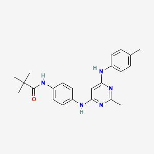 molecular formula C23H27N5O B11336853 2,2-dimethyl-N-[4-({2-methyl-6-[(4-methylphenyl)amino]pyrimidin-4-yl}amino)phenyl]propanamide 