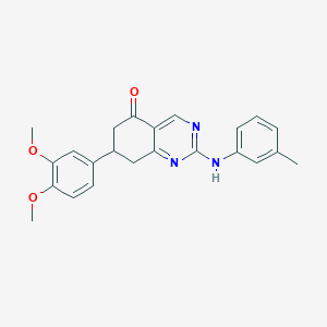 molecular formula C23H23N3O3 B11336922 7-(3,4-dimethoxyphenyl)-2-[(3-methylphenyl)amino]-7,8-dihydroquinazolin-5(6H)-one 