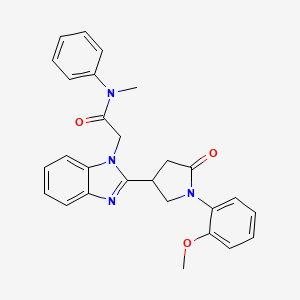 molecular formula C27H26N4O3 B11336931 2-{2-[1-(2-methoxyphenyl)-5-oxopyrrolidin-3-yl]-1H-benzimidazol-1-yl}-N-methyl-N-phenylacetamide 