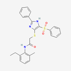 molecular formula C26H25N3O3S2 B11336951 N-(2-ethyl-6-methylphenyl)-2-{[2-phenyl-4-(phenylsulfonyl)-1H-imidazol-5-yl]sulfanyl}acetamide 