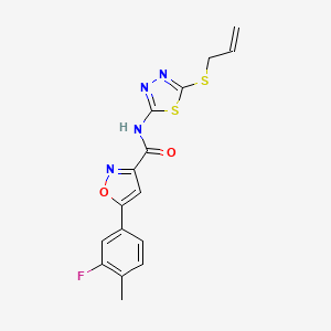 molecular formula C16H13FN4O2S2 B11337028 5-(3-fluoro-4-methylphenyl)-N-[5-(prop-2-en-1-ylsulfanyl)-1,3,4-thiadiazol-2-yl]-1,2-oxazole-3-carboxamide 