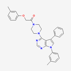 molecular formula C32H31N5O2 B11337092 2-(3-methylphenoxy)-1-{4-[7-(3-methylphenyl)-5-phenyl-7H-pyrrolo[2,3-d]pyrimidin-4-yl]piperazin-1-yl}ethanone 