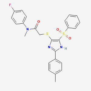 molecular formula C25H22FN3O3S2 B11337140 N-(4-fluorophenyl)-N-methyl-2-{[2-(4-methylphenyl)-4-(phenylsulfonyl)-1H-imidazol-5-yl]sulfanyl}acetamide 