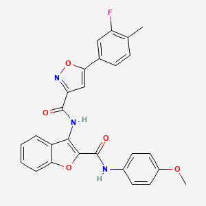 molecular formula C27H20FN3O5 B11337151 5-(3-fluoro-4-methylphenyl)-N-{2-[(4-methoxyphenyl)carbamoyl]-1-benzofuran-3-yl}-1,2-oxazole-3-carboxamide 