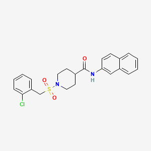 molecular formula C23H23ClN2O3S B11337166 1-[(2-chlorobenzyl)sulfonyl]-N-(naphthalen-2-yl)piperidine-4-carboxamide 