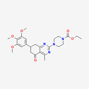 molecular formula C25H32N4O6 B11337245 Ethyl 4-[4-methyl-5-oxo-7-(3,4,5-trimethoxyphenyl)-5,6,7,8-tetrahydroquinazolin-2-yl]piperazine-1-carboxylate 