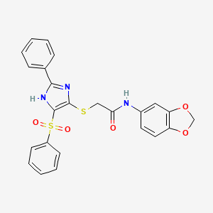 N-(1,3-benzodioxol-5-yl)-2-{[2-phenyl-4-(phenylsulfonyl)-1H-imidazol-5-yl]sulfanyl}acetamide