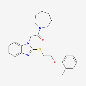 molecular formula C24H29N3O2S B11337416 1-(azepan-1-yl)-2-(2-{[2-(2-methylphenoxy)ethyl]sulfanyl}-1H-benzimidazol-1-yl)ethanone 