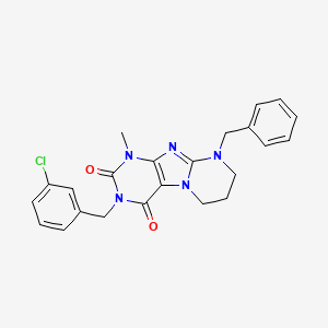 molecular formula C23H22ClN5O2 B11337418 9-benzyl-3-[(3-chlorophenyl)methyl]-1-methyl-7,8-dihydro-6H-purino[7,8-a]pyrimidine-2,4-dione 