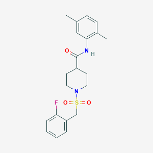 molecular formula C21H25FN2O3S B11337434 N-(2,5-dimethylphenyl)-1-[(2-fluorobenzyl)sulfonyl]piperidine-4-carboxamide 