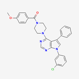 {4-[7-(3-chlorophenyl)-5-phenyl-7H-pyrrolo[2,3-d]pyrimidin-4-yl]piperazin-1-yl}(4-methoxyphenyl)methanone