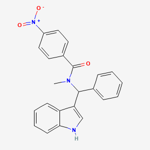 molecular formula C23H19N3O3 B11337515 N-[1H-indol-3-yl(phenyl)methyl]-N-methyl-4-nitrobenzamide 