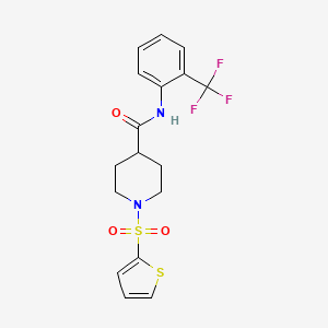 molecular formula C17H17F3N2O3S2 B11337534 1-(thiophen-2-ylsulfonyl)-N-[2-(trifluoromethyl)phenyl]piperidine-4-carboxamide 