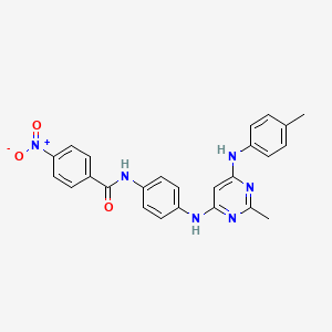 molecular formula C25H22N6O3 B11337554 N-[4-({2-methyl-6-[(4-methylphenyl)amino]pyrimidin-4-yl}amino)phenyl]-4-nitrobenzamide 