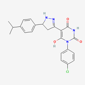 molecular formula C22H21ClN4O3 B11337555 (5Z)-3-(4-chlorophenyl)-6-hydroxy-5-{5-[4-(propan-2-yl)phenyl]pyrazolidin-3-ylidene}pyrimidine-2,4(3H,5H)-dione 