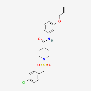 molecular formula C22H25ClN2O4S B11337559 1-[(4-chlorobenzyl)sulfonyl]-N-[3-(prop-2-en-1-yloxy)phenyl]piperidine-4-carboxamide 