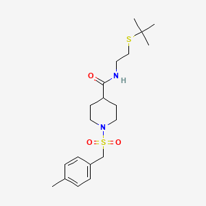 molecular formula C20H32N2O3S2 B11337565 N-[2-(tert-butylsulfanyl)ethyl]-1-[(4-methylbenzyl)sulfonyl]piperidine-4-carboxamide 