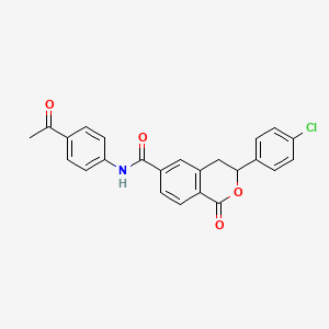 N-(4-acetylphenyl)-3-(4-chlorophenyl)-1-oxo-3,4-dihydro-1H-isochromene-6-carboxamide