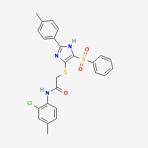 molecular formula C25H22ClN3O3S2 B11337589 N-(2-chloro-4-methylphenyl)-2-{[2-(4-methylphenyl)-4-(phenylsulfonyl)-1H-imidazol-5-yl]sulfanyl}acetamide 