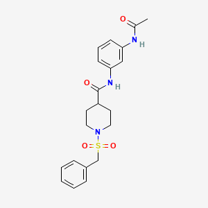 molecular formula C21H25N3O4S B11337592 N-[3-(acetylamino)phenyl]-1-(benzylsulfonyl)piperidine-4-carboxamide 