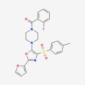 (2-Fluorophenyl)(4-{2-(furan-2-yl)-4-[(4-methylphenyl)sulfonyl]-1,3-oxazol-5-yl}piperazin-1-yl)methanone