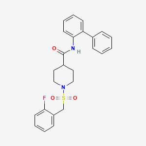 molecular formula C25H25FN2O3S B11337652 N-(biphenyl-2-yl)-1-[(2-fluorobenzyl)sulfonyl]piperidine-4-carboxamide 