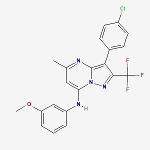 molecular formula C21H16ClF3N4O B11337701 3-(4-chlorophenyl)-N-(3-methoxyphenyl)-5-methyl-2-(trifluoromethyl)pyrazolo[1,5-a]pyrimidin-7-amine 