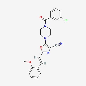 (E)-5-(4-(3-chlorobenzoyl)piperazin-1-yl)-2-(2-methoxystyryl)oxazole-4-carbonitrile