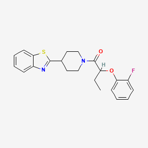 molecular formula C22H23FN2O2S B11337738 1-[4-(1,3-Benzothiazol-2-yl)piperidin-1-yl]-2-(2-fluorophenoxy)butan-1-one 