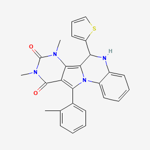 12,14-dimethyl-17-(2-methylphenyl)-9-thiophen-2-yl-1,8,12,14-tetrazatetracyclo[8.7.0.02,7.011,16]heptadeca-2,4,6,10,16-pentaene-13,15-dione