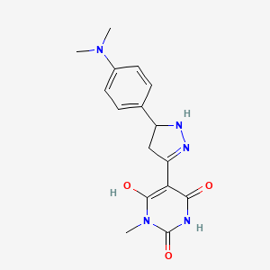 (5Z)-5-{5-[4-(dimethylamino)phenyl]pyrazolidin-3-ylidene}-6-hydroxy-3-methylpyrimidine-2,4(3H,5H)-dione