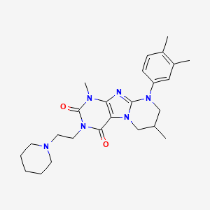 9-(3,4-dimethylphenyl)-1,7-dimethyl-3-[2-(piperidin-1-yl)ethyl]-1H,2H,3H,4H,6H,7H,8H,9H-pyrimido[1,2-g]purine-2,4-dione