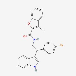 molecular formula C26H21BrN2O2 B11337880 N-[2-(4-bromophenyl)-2-(1H-indol-3-yl)ethyl]-3-methyl-1-benzofuran-2-carboxamide 